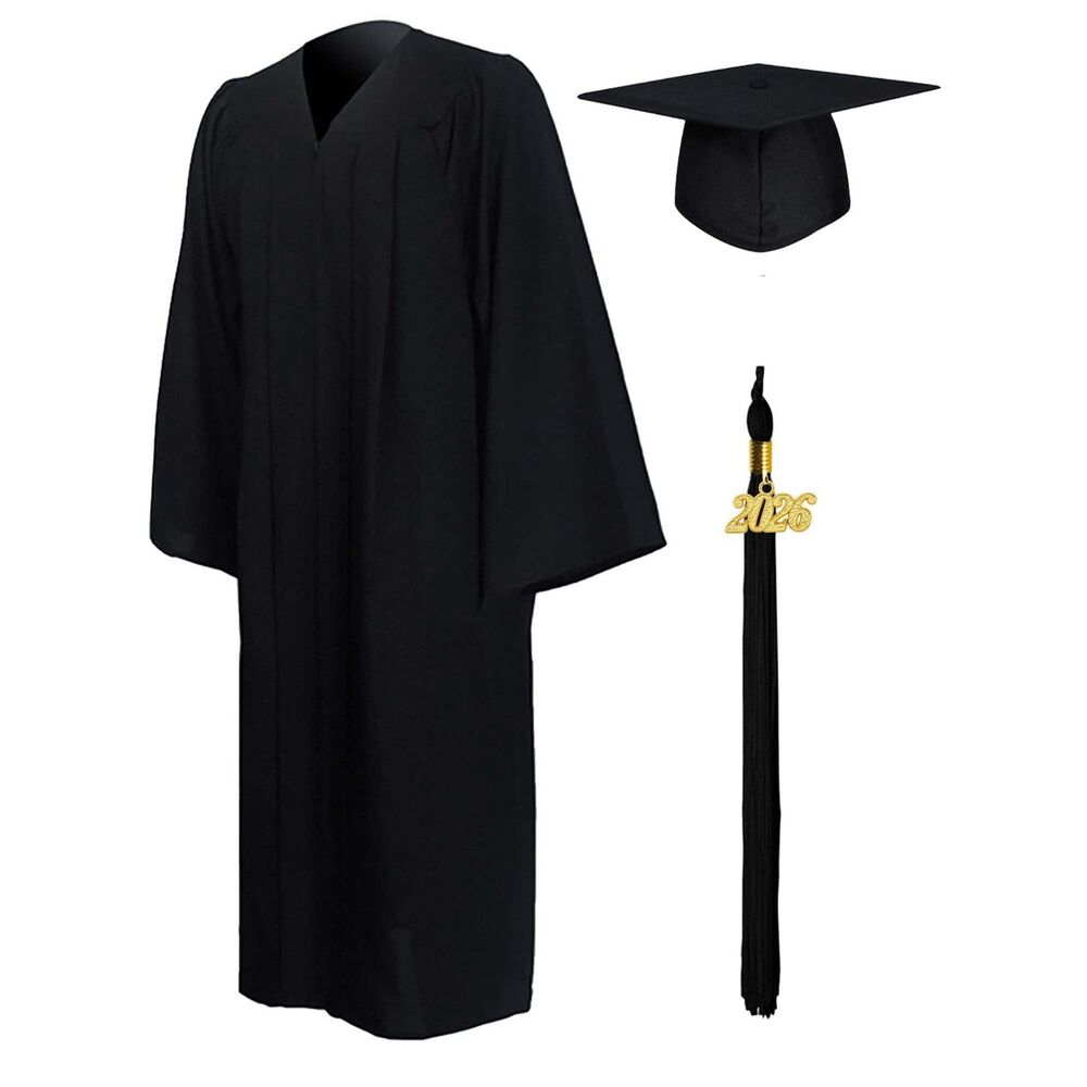 Black Graduation Cap and Gown Set NEW